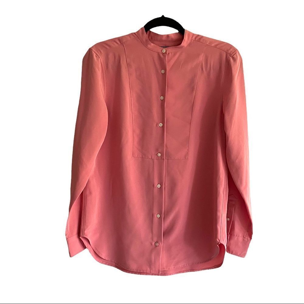 RALPH LAUREN BLACK LABEL Pink Button Front Long Sleeve Blouse Shirt S